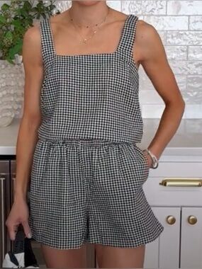 A new day black gingham gingham short and tank set